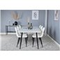 Polar Ellipse Dining Table - 240*100*H75 - White / Black, Polar Fluff Dining Chair - Black Legs  - White Teddy _6