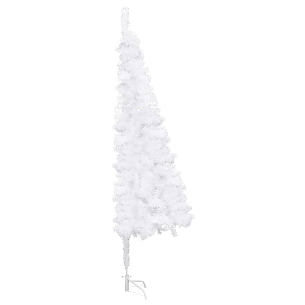  Plastgran för hörn med LED och julgranskulor vit 150 cm PVC