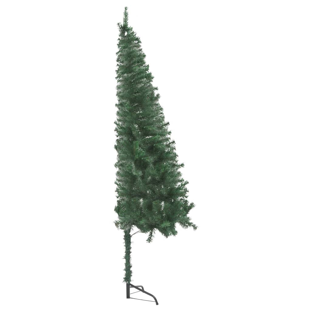  Plastgran för hörn med LED och julgranskulor grön 150 cm PVC