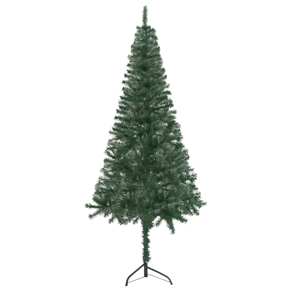  Plastgran för hörn med LED och julgranskulor grön 120 cm PVC