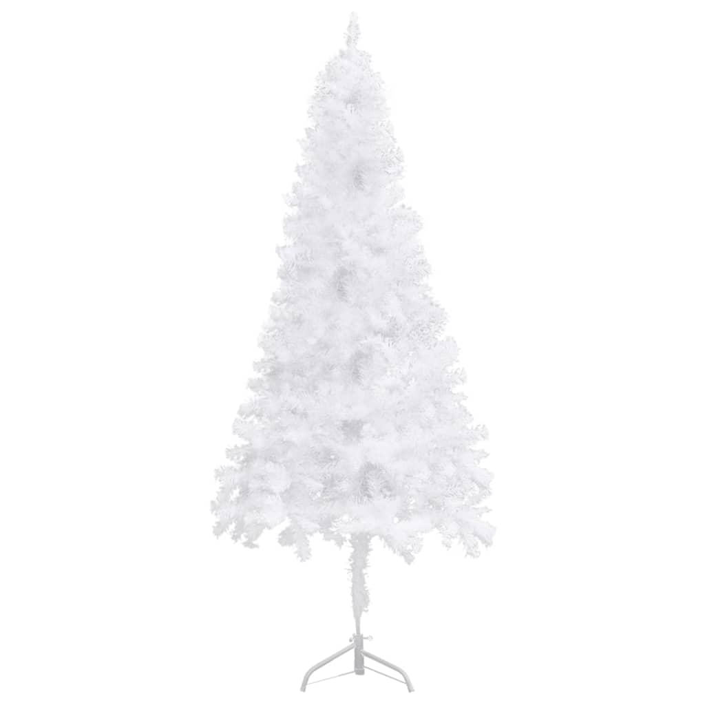  Plastgran för hörn med LED och julgranskulor vit 120 cm PVC