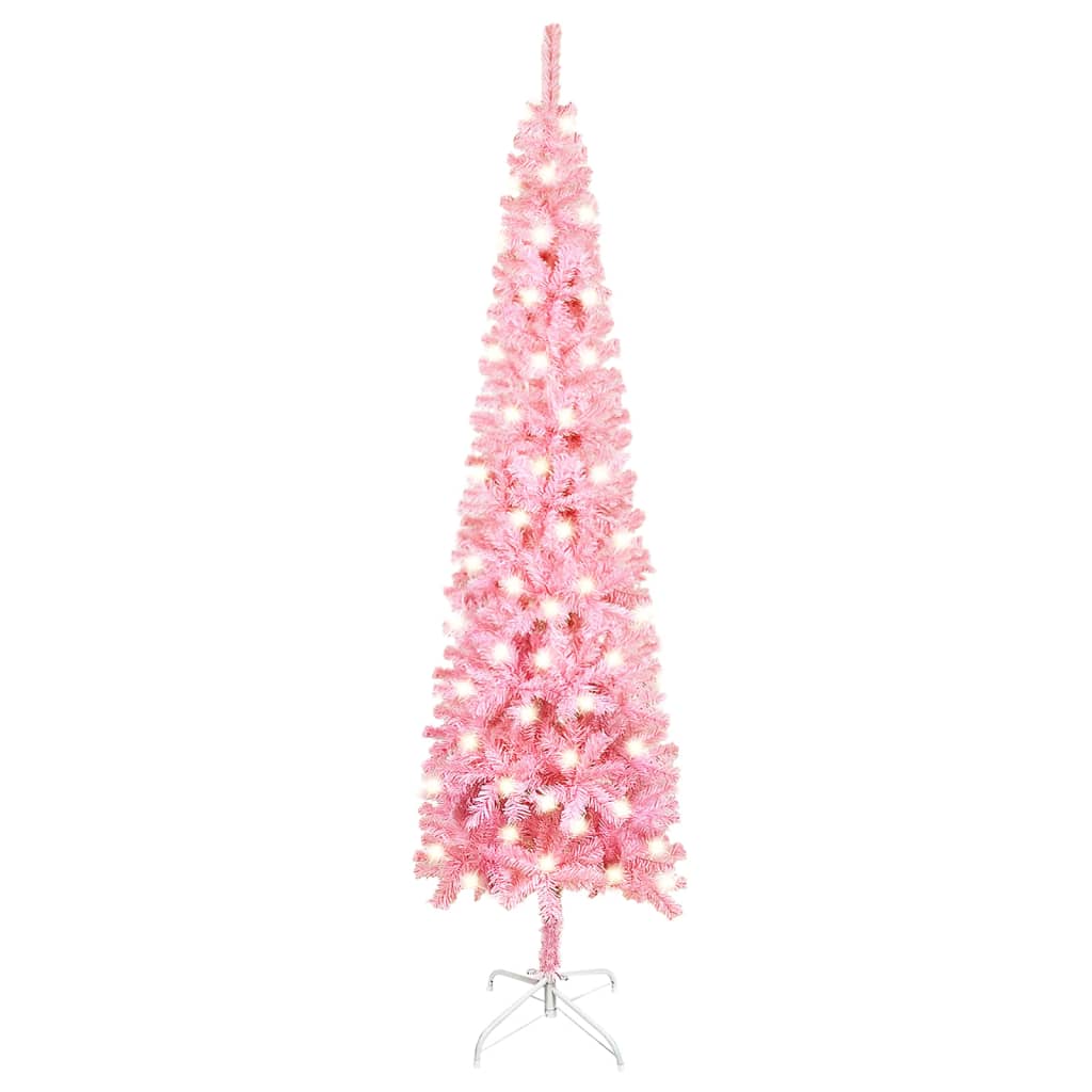  Smal julgran med LED rosa 120 cm