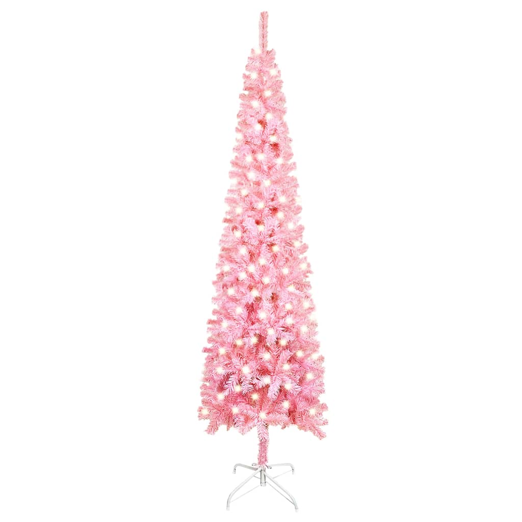  Smal julgran med LED rosa 240 cm