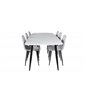 Polar Ellipse Dining Table - 240*100*H75 - White / Black, Polar Diamond Dining Chair - Black Legs - Grey Fabric_6