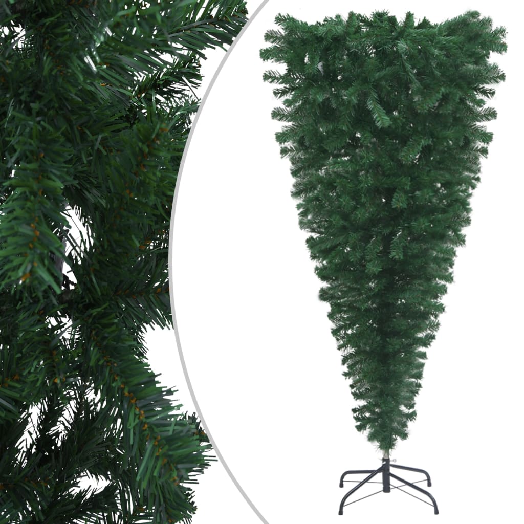  Plastgran upp-och-ned med LED och julgranskulor 210 cm