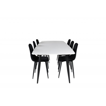 Polar Ellipse Dining Table - 240*100*H75 - White / Black, Polar Diamond Dining Chair - Black Legs - Black Velvet_6