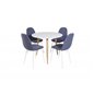 Polar Dining Table ø 90cm - White / Oak, Polar Dining Chair - White Legs - Blue Fabric_4 Polar Dining Table ø 90cm - White / Oak, Polar Dining Chair - White Legs - Blue Fabric_4