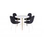 Polar Dining Table ø 90cm - White / Oak, Polar Dining Chair - White Legs - Black Fabric_4