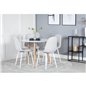 Polar Dining Table ø 90cm - White / Oak, Polar Dining Chair - White Legs - Light Grey Fabric_4