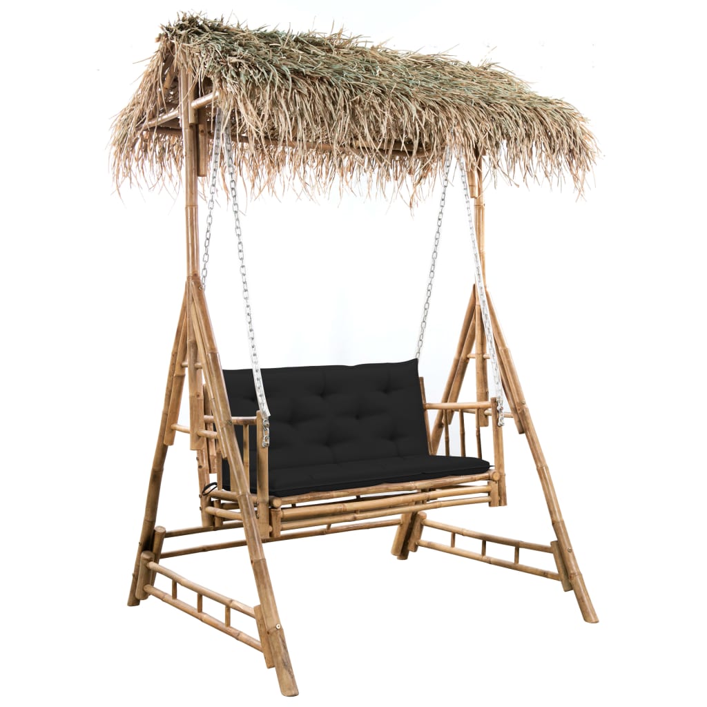  2-sits hammock med palmblad och dyna bambu 202 cm