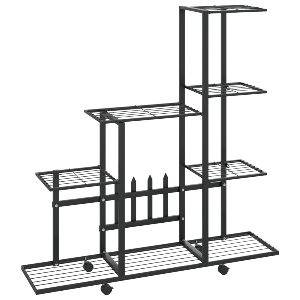  Växtställ på hjul 94,5x25x92,5 cm svart metall