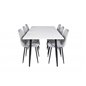 Polar Dining Table - 180*90*H75 - White / Black, Polar Diamond Dining Chair - Black Legs - Grey Velvet_6