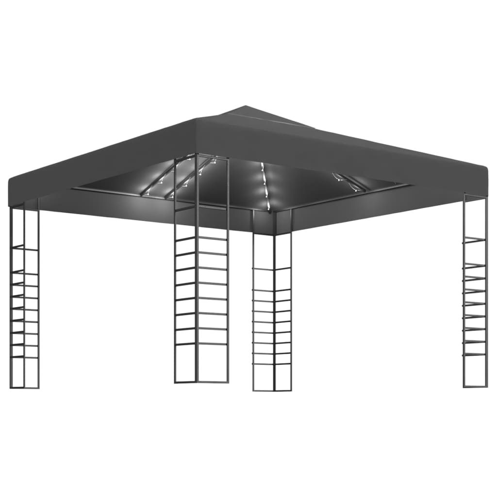  Paviljong med ljusslinga LED 3x3 m antracit