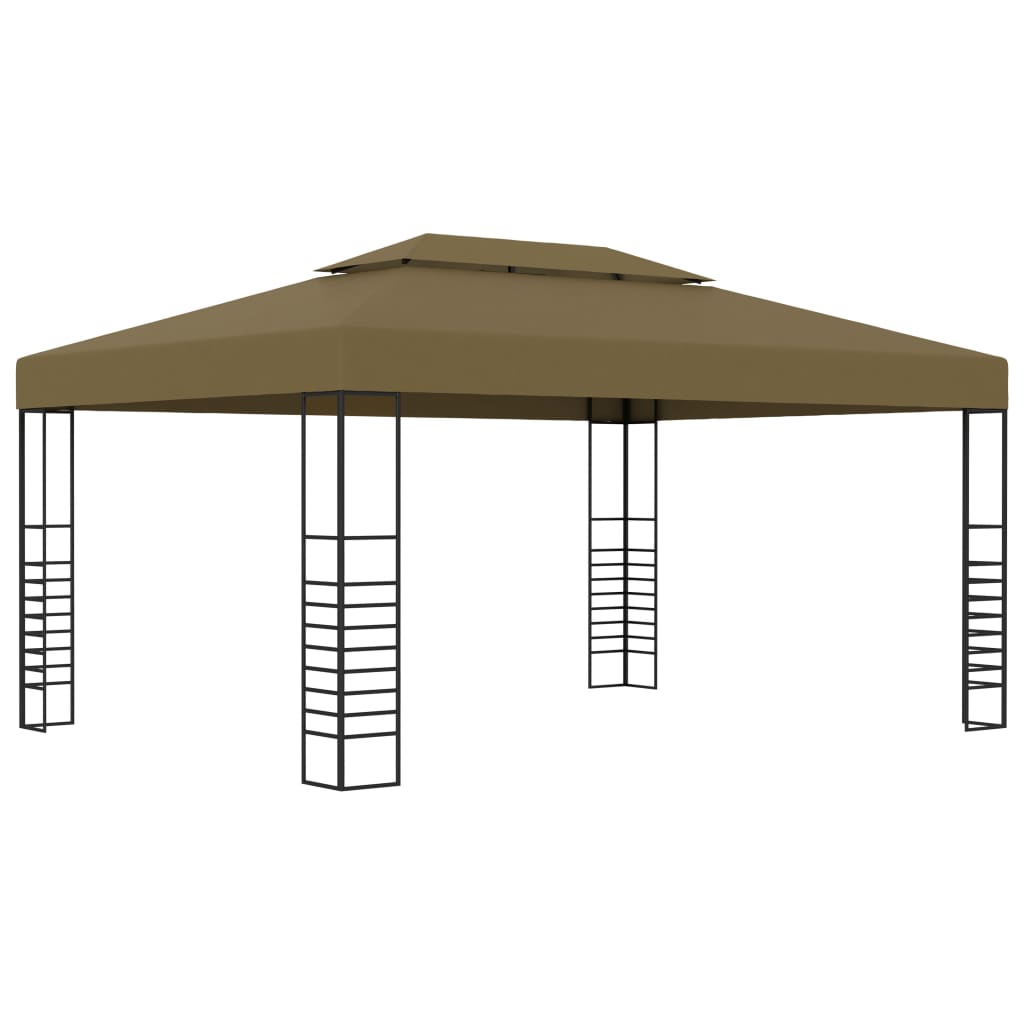  Paviljong med ljusslinga LED 3x4 m taupe