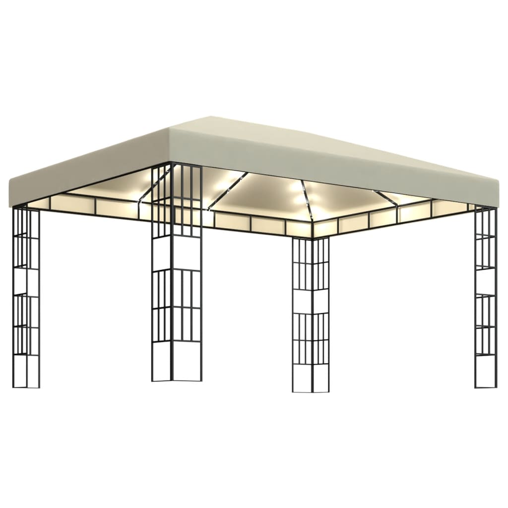  Paviljong med ljusslinga LED 3x4 m gräddvit