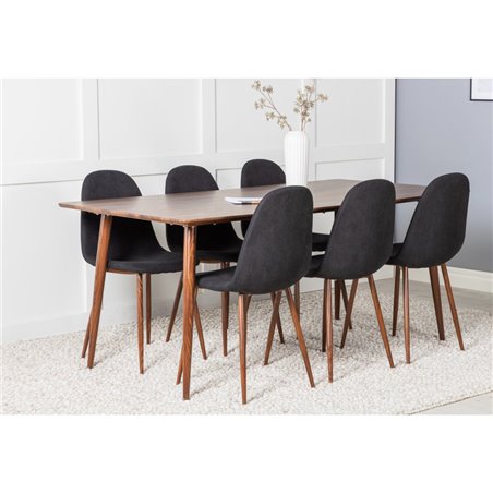 Polar Dining Table 180 cm - Walnut top - Walnut Legs, Polar Dining Chair - Walnut Legs - Black Fabric_6