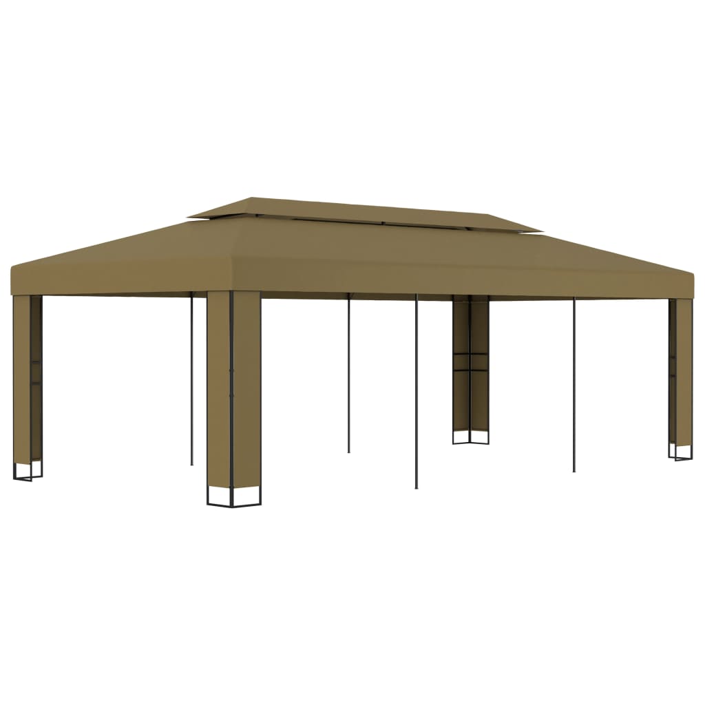  Paviljong dubbla tak 3x6 m taupe 180 g/m²