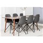 Polar Dining Table 180 cm - Walnut top - Walnut Legs, Polar Dining Chair with Spin function - black Legs - Black PU - Black Stit