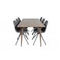 Polar Dining Table 180 cm - Walnut top - Walnut Legs, Polar Dining Chair with Spin function - black Legs - Black PU - Black Stit