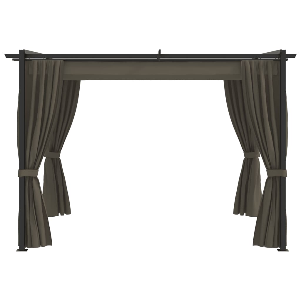  Paviljong med draperier 3x3 m taupe stål