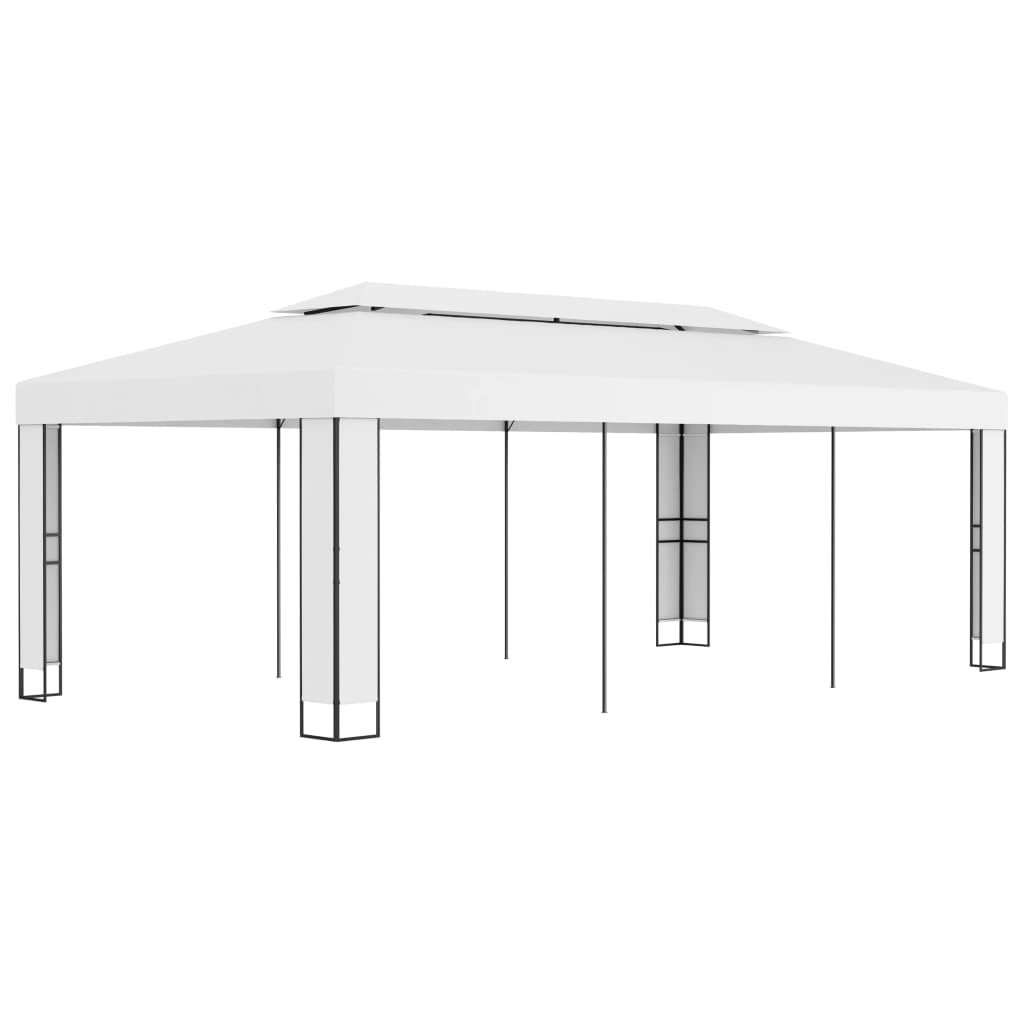  Paviljong med dubbeltak 3x6 m vit