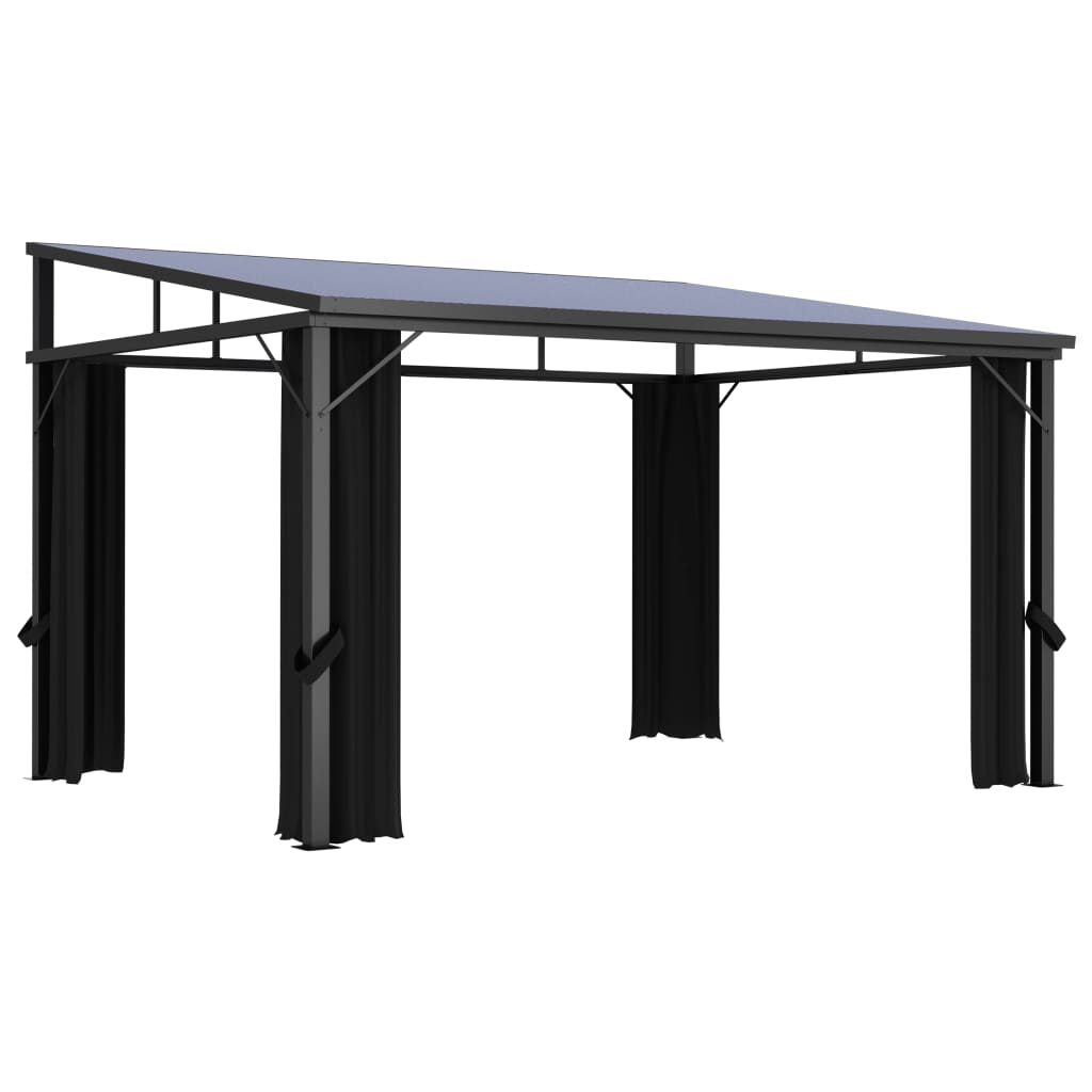  Paviljong med gardiner 405x294x244 cm antracit