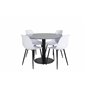 Estelle Round Dining Table ø106 H75 - Black / Black, Polar Plastic Dining Chair - Black Legs / White Plastic_4