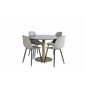 Estelle Round Dining Table ø106 H75 - Black / Brass, Polar Plastic Dining Chair - Black Legs / Grey Plastic_4