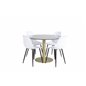 Estelle Round Dining Table ø106 H75 - Black / Brass, Polar Plastic Dining Chair - Black Legs / White Plastic_4