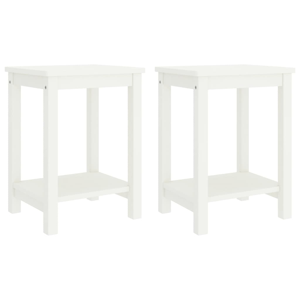  Sängbord 2 st vit 35x30x47 cm massiv furu