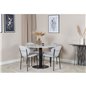 Estelle Round Dining Table ø106 H75 - White / Black, Vault Dining Chair - Black Legs - Grey Fabric_4