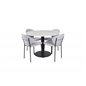 Estelle Round Dining Table ø106 H75 - White / Black, Vault Dining Chair - Black Legs - Grey Fabric_4