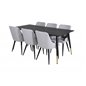 Dipp Dining Table - 180*90cm - Black / Black Brass, Plaza Dining chair - Black legs - Light Grey Fabric_6