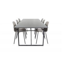 Palace Dining Table - 240*100*H75 - Black / Black, Arctic Dining Chair - Black Legs - Khaki Plastic_6