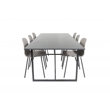 Palace Dining Table - 240*100*H75 - Black / Black, Arctic Dining Chair - Black Legs - Khaki Plastic_6