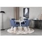 Plaza Round Table 100 cm - White top / White Legs, Plaza Dining Chair - White Legs - Blue Fabric_4