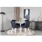 Plaza Round Table 100 cm - White top / White Legs, Plaza Dining Chair - White Legs - Black Fabric_4