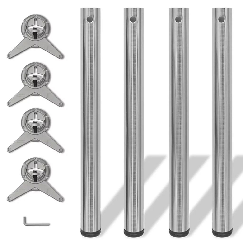 4 Justerbara bordsben i borstad nickel 710 mm