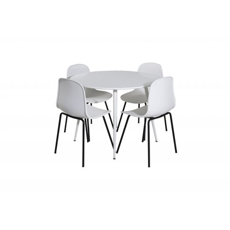 Pla til Rundt Bord 100 cm - Hvid top / Hvide ben, Arctic Dining Chair - Sorte ben - Hvid Pla stic_4