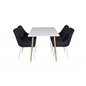 Polar Dining Table - 120*75*H75 - White / Oak, Plaza Dining Chair - White Legs - Black Fabric_4