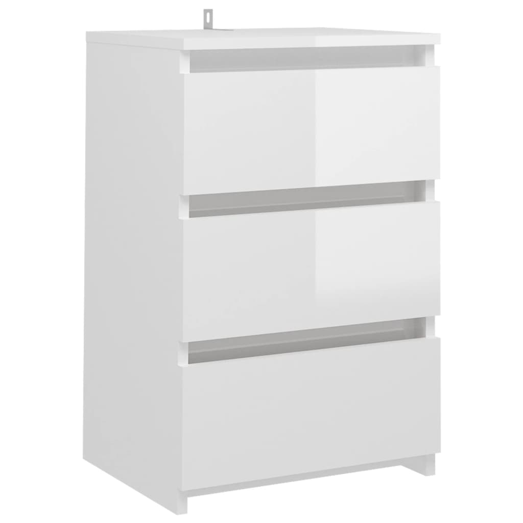  Sängbord vit höglans 40x35x62,5 cm spånskiva