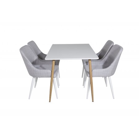 Polar Dining Table - 120*75*H75 - White / Oak, Plaza Dining chair - White legs - Light Grey Fabric_4