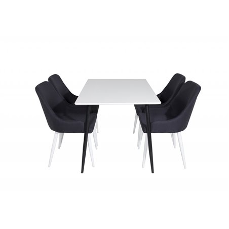 Polar Dining Table - 120*75*H75 - White / Black, Plaza Dining Chair - White Legs - Black Fabric_4