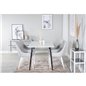 Polar Dining Table - 120*75*H75 - White / Black, Plaza Dining chair - White legs - Light Grey Fabric_4