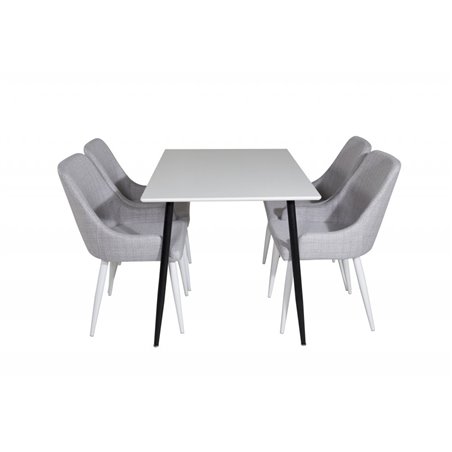 Polar Dining Table - 120*75*H75 - White / Black, Plaza Dining chair - White legs - Light Grey Fabric_4