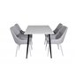 Polar Dining Table - 120*75*H75 - White / Black, Plaza Dining chair - White legs - Light Grey Fabric_4