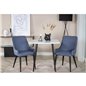 Polar dining table 75*75cm - White / black legs, Plaza Dining Chair - Black Legs - Blue Fabric_2