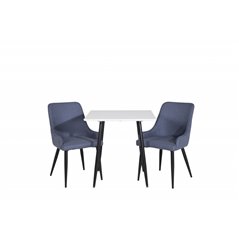 Polar dining table 75*75cm - White / black legs, Plaza Dining Chair - Black Legs - Blue Fabric_2