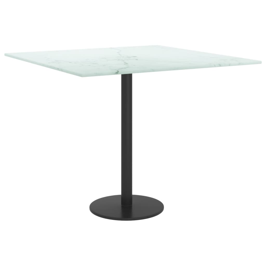  Bordsskiva vit 50x50 cm 6 mm härdat glas med marmortextur