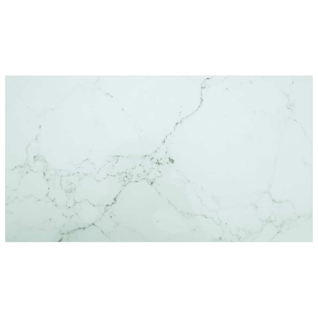  Bordsskiva vit 120x65 cm 8 mm härdat glas med marmortextur